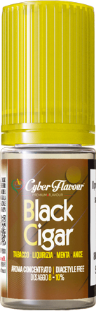 Cyber Flavour Black Cigar Aroma Concentrato 10ml Tabacco Liquirizia Menta Anice