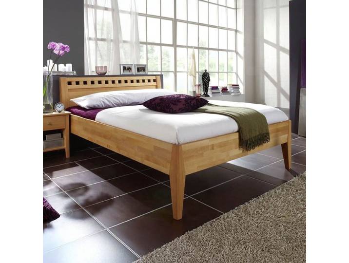 Bett Triest Komfort Kernbuche Massivholz 120x200cm landhaus, Mit Kopfteil höhenverstellbar