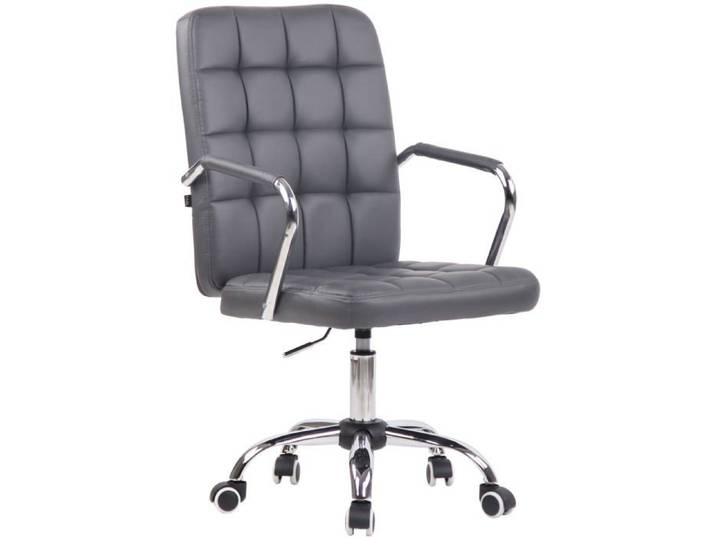 Chaise de bureau sur roulettes moderne et confortable en synthetique gris BUR10630