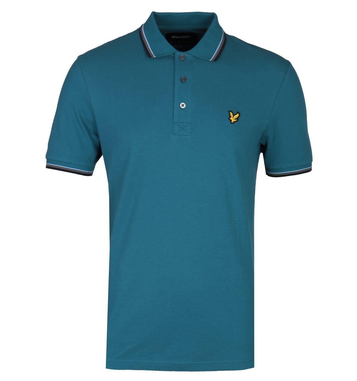 Lyle & Scott getipt petrolblauw regular fit poloshirt