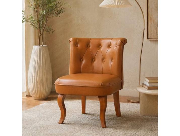 Fauteuil - ZEVKOR - Capitonné 1 place - Cuir top grain - Accoudoirs - Structure bois d'hévéa