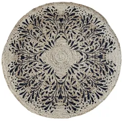 Chic Antique Runder Teppich aus Jute mit Muster, Ø110 cm natur