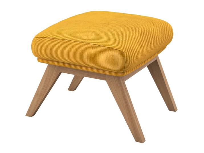 Hocker Holzfuss natur Lima Mustard - Farbe: senfgelb - Material: Stoff - 38