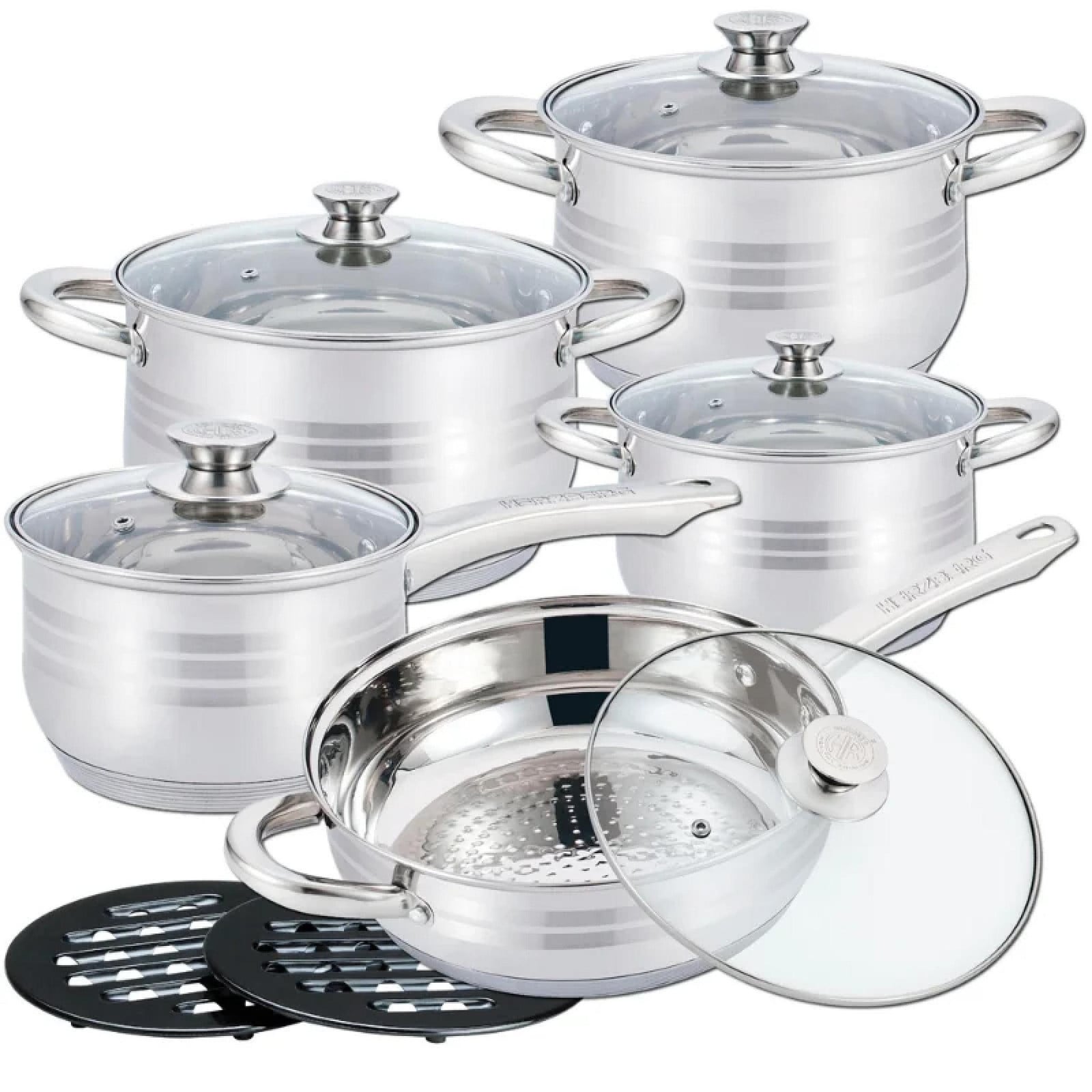 Herzberg Keukenaccessoire set van 12 stuks, roestvrij staal, model HG1242-IX