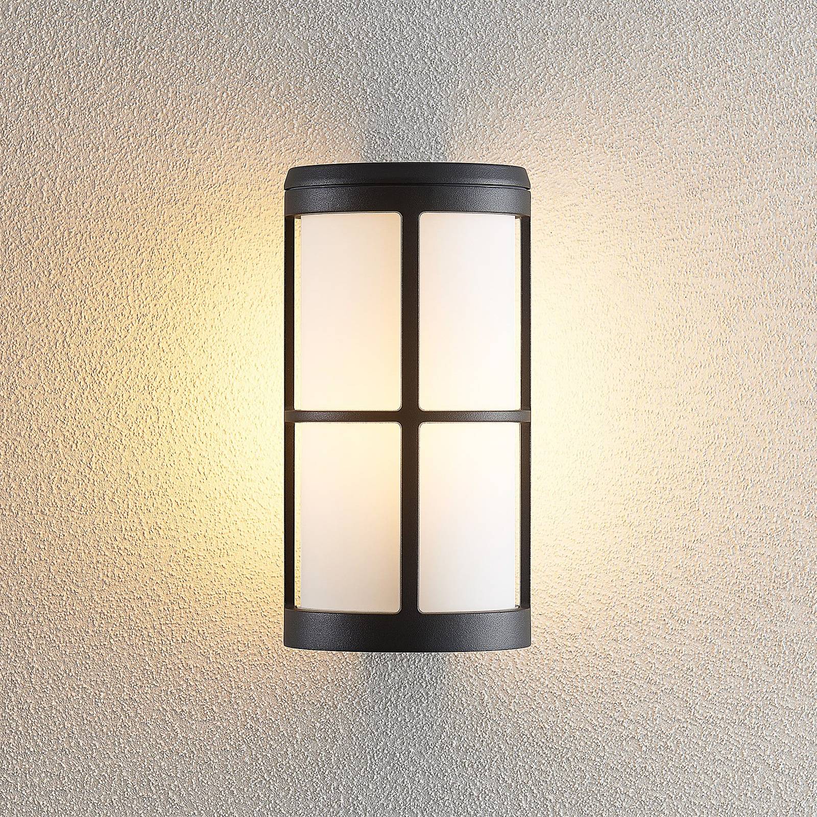 Außenwandleuchte Kelini Lucande, dimmbar, schwarz, Aluminium, Modern, Wandleuchte außen