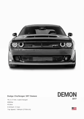 Inspire Picks Dodge Challenger SRT Hellcat Redeye Canvas Poster Muscle Car Wall Art Print 5 30x42cm Unframed