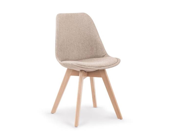 Chaise scandinave bois massif et tissu de polyester beige