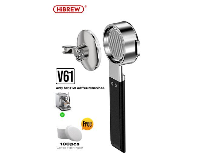Porte-filtre à expresso sans fond HiBREW V61 58MM, 2 en 1, double bec avec panier filtrant pour machine à expresso H21