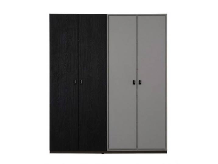 Xlmoebel Kleiderschrank Schwarz-weißer Kleiderschrank Jugendschrank Holz Jugendzimmer modern
