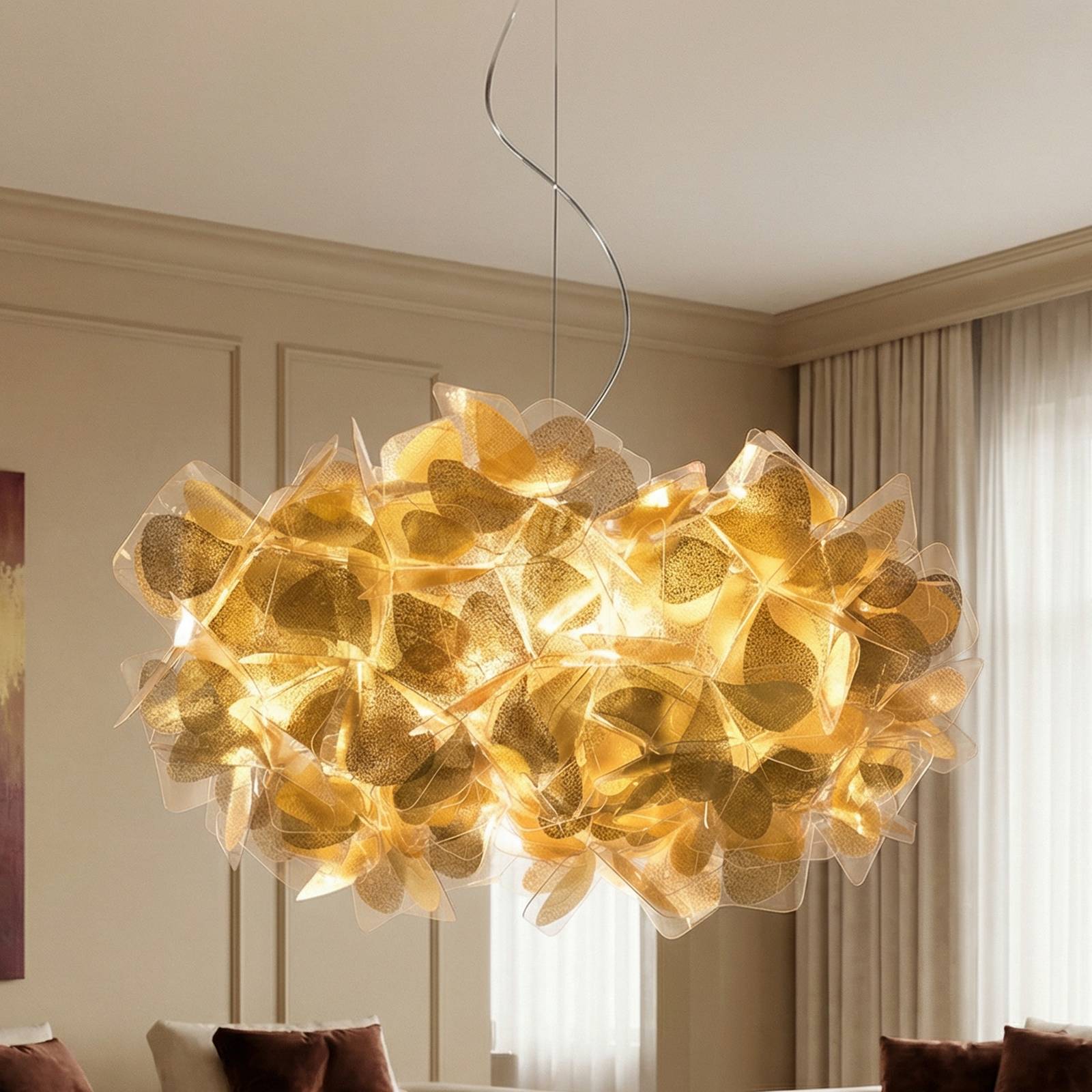 Slamp Design Hängelampe Clizia Mama Non Mama, dimmbar, messing / gold, für Wohn- / Esszimmer, Kunststoff, Design, Pendelleuchte