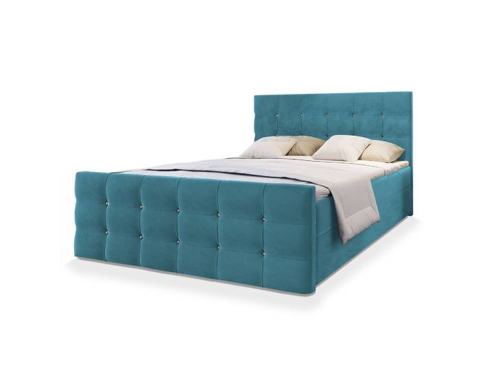 BOXBETT SLAT 160x200 cm mit Matratze und Topper - Blau