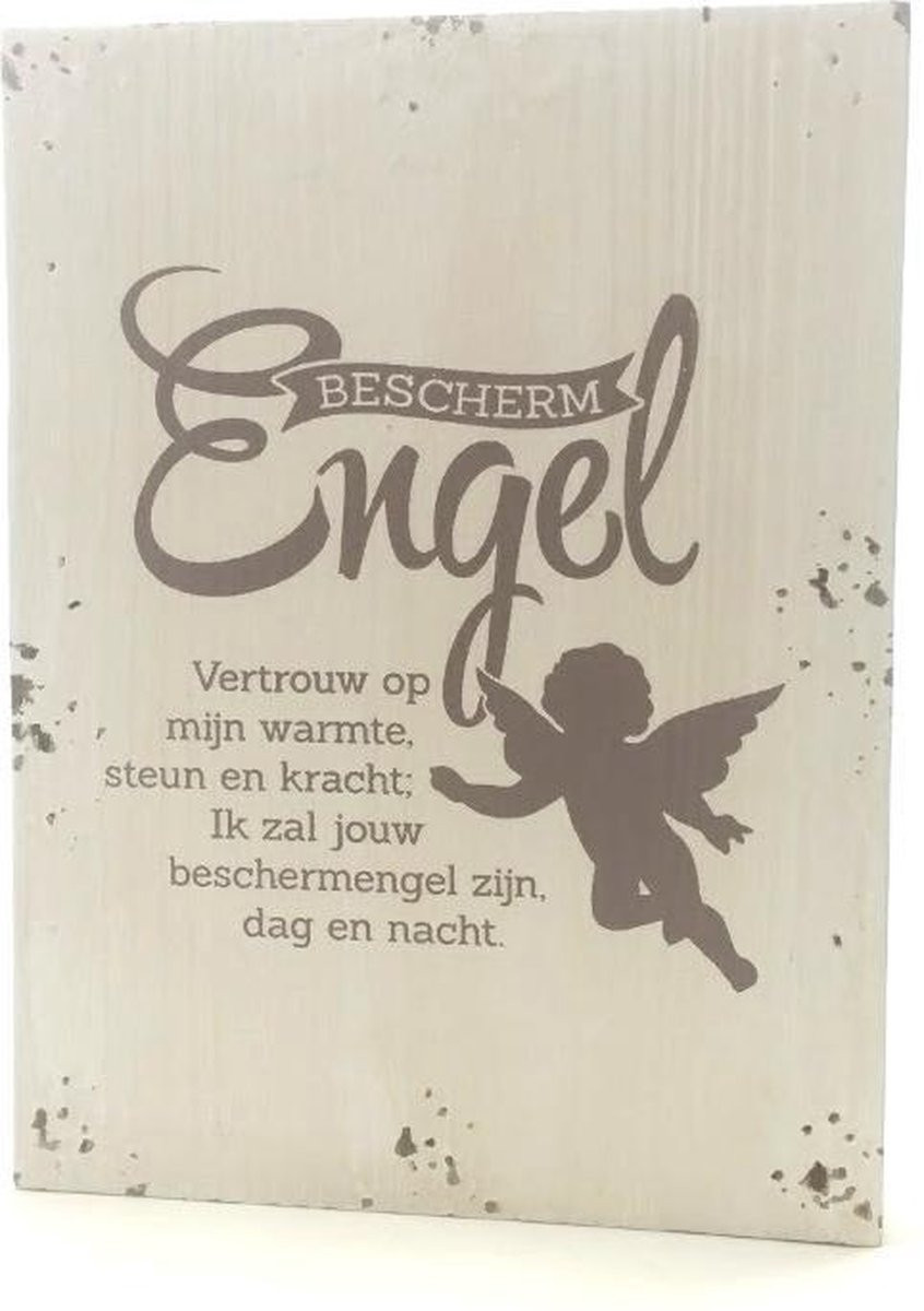 Miko Houten Decoratie Beschermengel voor op tafel