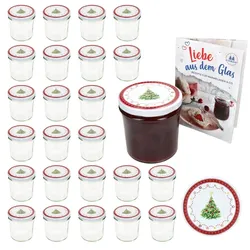 25er Set Sturzglas 350ml Einmachglas + TO-Deckel 82 Weihnachtstraum + Heft