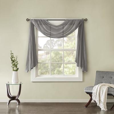 Madison Park Harper Solid Lightweight Crushed Sheer Curtain Scarf