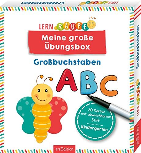 Lernraupe – Meine große Übungsbox Großbuchstaben: 30 Karten mit abwischbarem Stift Rätsel und Übungen für Kinder ab 3 Jahren - Preis vom 30.09.2026 22:30:23 h