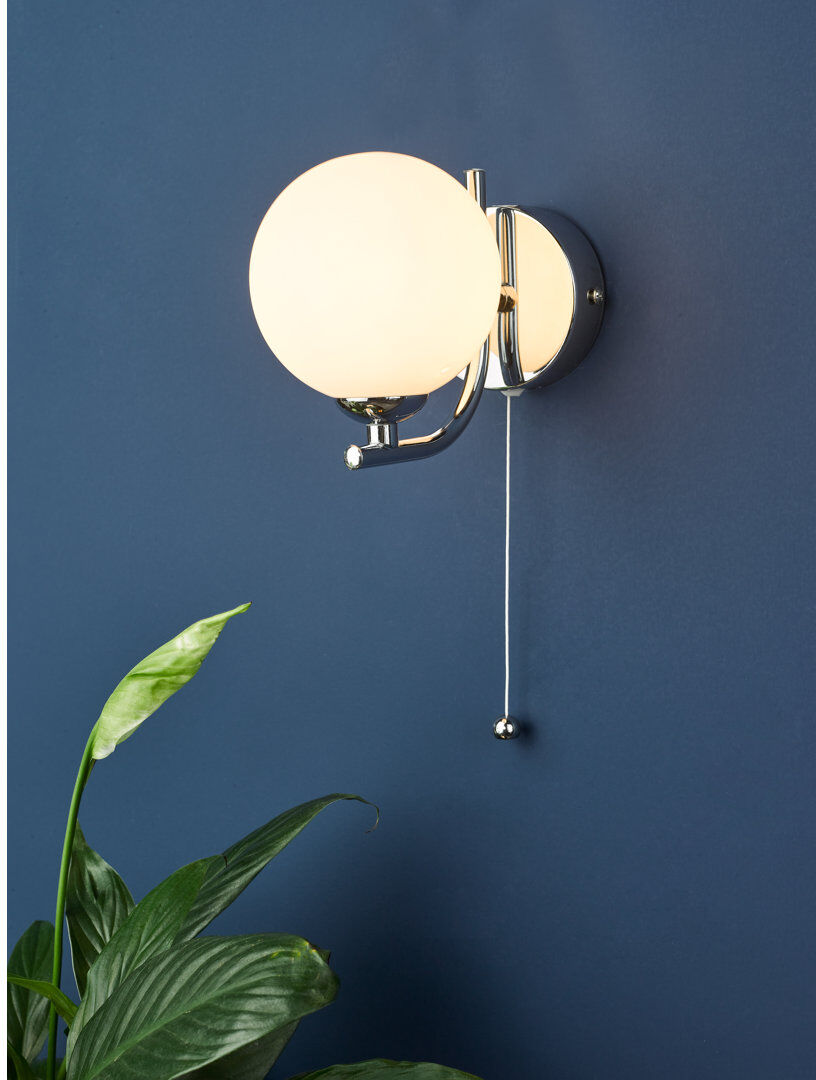 Marlow Home Co. Wall Light Polished Chrome/Opal Glass 12.5cm H X 8cm W X 12.5cm D