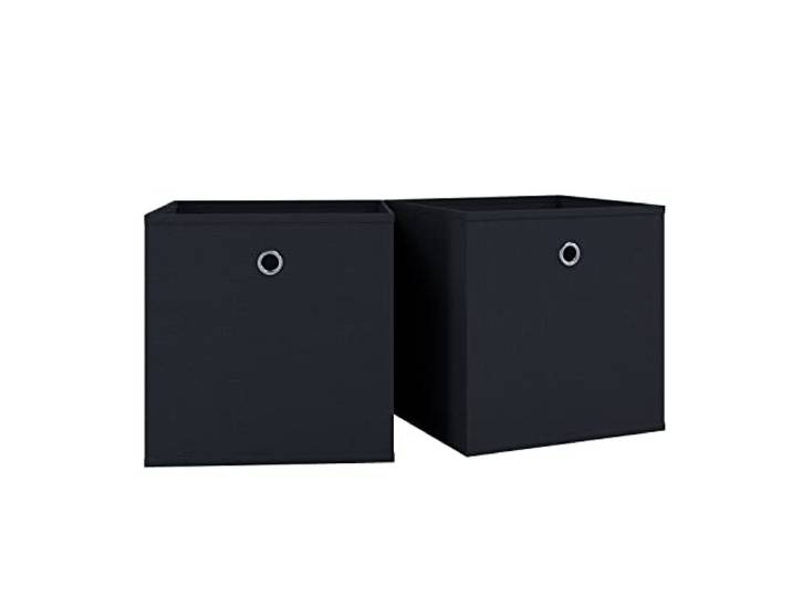 VCM Aufbewahrungsbox Schwarz 27x27x28cm 2 Fächer faltbar Stoff Aufbewahrung Platzsparende Lösung gegen Chaos - Kinderzimmer, Flur oder Abstellraum - für jeden Haushalt - platzsparend zusammenfaltbar