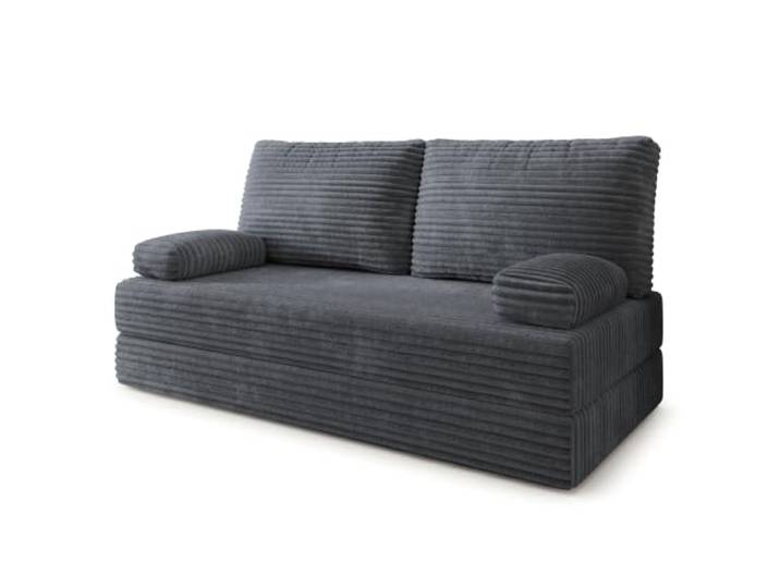 Masseno Schaumstoffsofa SILAR mit Schlaffunktion, Schlafsofa, Wohnzimmersofa, Couch, Sofa, Bettsofa, Kordstoff – Graphitfarben TILIA 90