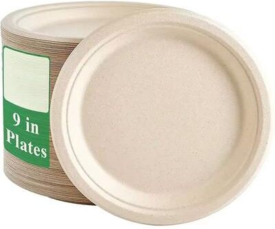 The Handy Homestead Biodegradable Paper Plates For Parties Picnics BBQ And Desserts brown