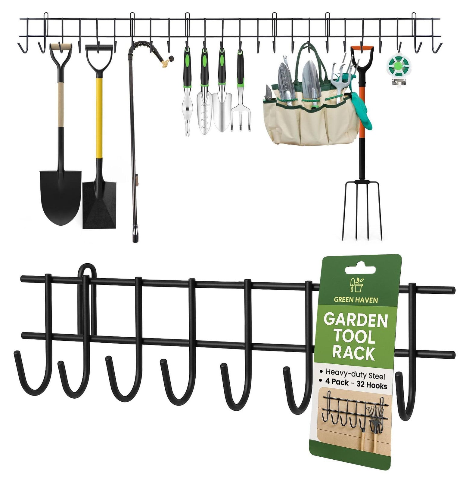 Selius Tuingereedschap Opbergrek 160 cm - Metalen Wandmontage Organizer voor Tuin en Schuur