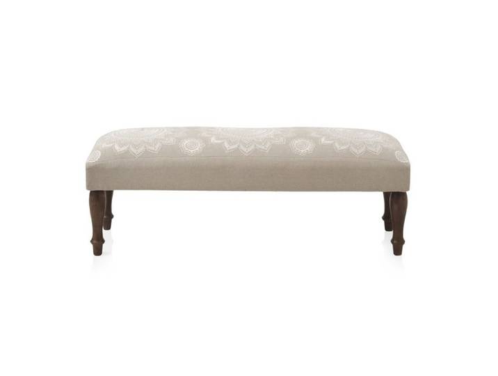 Banc tapissé beige avec pieds en bois - REF. 10789