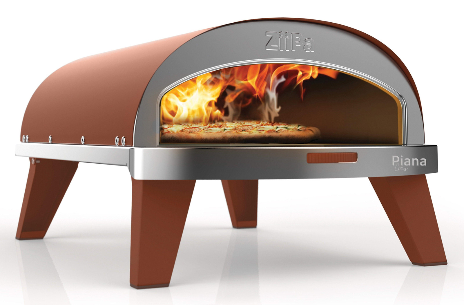 ZiiPa Piana Pizza Oven - Gasmodel met Thermometer en Roterende Pizzasteen - Terracotta - voor pizza's van ø 30 cm