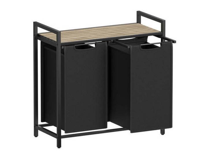 Boxxx Wäschekorb, Schwarz, Eichefarben, Metall, 92 l, rechteckig, 73x72x33 cm, Tragegriffe, Haushalt & Reinigung, Wäschepflege, Wäschekörbe & Wäschetonnen