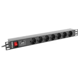 Lanberg PDU-07F-0200-BK Stromverteilereinheit (PDU) 7 AC-Ausgänge 1U Schwarz