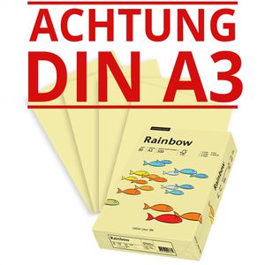 Papyrus Kopierpapier Rainbow 88042300, A3, 80g/qm, hellgelb, 500 Blatt