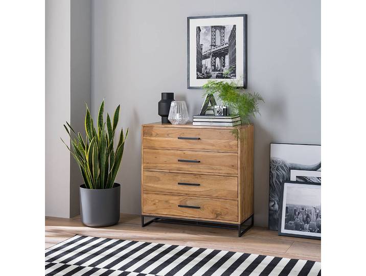 Kommode 85 x 85 x 40cm Braun/Akazie Hellbraun