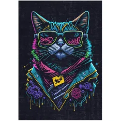 Bamyum, Spielteppich + Spielmatte, Blackcat Bedruckter Gaming Teppich Chenille-Druck Maschinell Hergestellt 80 x 150 cm