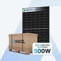 Hyundai HeteroMax HiT-H500CF-BF Solarmodul 500 W Bifazial Glas-Glas Black Frame – Palette (36 Stück)