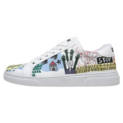 Sneaker DOGO "Ace Low-Top Sneaker I Was Here Damen Sneaker", Damen, Gr. 40, Normalschaft, weiß, Lederimitat, Schuhe Sneaker, Handgefertigt