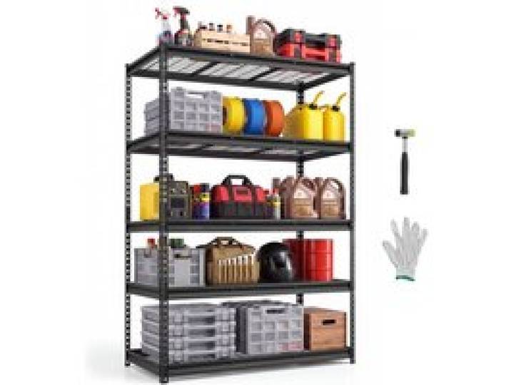 VEVOR Lagerregal 5-Stöckig Drahtregal 1219x610x1813mm mit 1631kg Tragkraft, Gitterregal für Lager Garage Keller & Küche, Stahlkonstruktion, Regalböden Höhenverstellbar, Drahtgitterpaneele, Schwarz