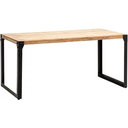 FineBuy, Esstisch, Esszimmertisch Esstisch Akazie Holz Massiv Metall Küchentisch Industrial (180 x 90 x 76 cm)