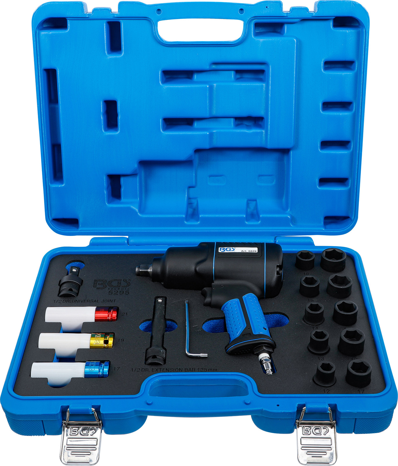 BGS technic luchtdruk-slagmoersleutel met set impactdoppen, 5,66 kg