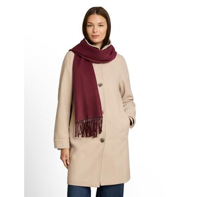 Schal TOM TAILOR, Damen, rot (preppy plum), Web, Materialmix, Modetücher Schal, mit Fransen