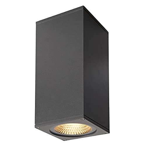 SLV Big Theo Wall LED Buitenwandlamp Antraciet - Up en Downlight - 3000K - B/D/H: 13 x 27,5 x 13,5 cm