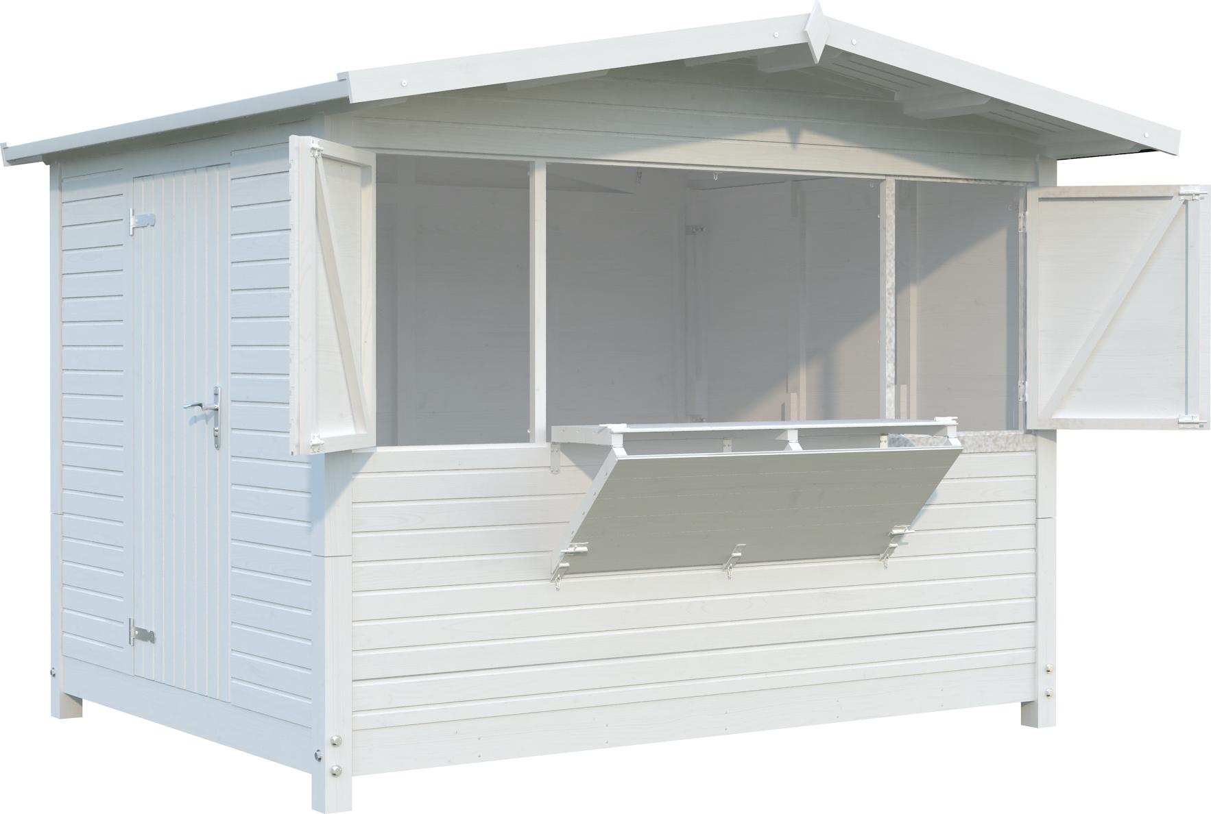 Marktstand Palmako Marian 6,2 m² inkl. Fußboden 328 x 284 cm weiß