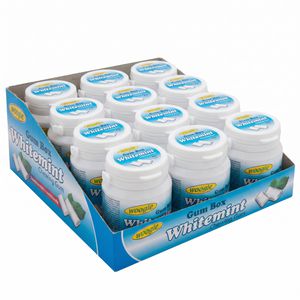 Woogie Kaugummis Whitemint, zuckerfrei, im Thekendisplay, 12x 46 Dragees