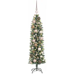 vidaXL, Weihnachtsbaum, Merle (mit LEDs und rose gold Kugeln) (120 cm)