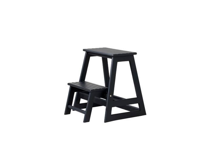 Gardenson Tritthocker Skala, Schwarz, Holz, Mahagoni, vollmassiv, 45.5x49x38.5 cm, klappbar, Pflegen, Babytoilette, Baby / Kinder Tritthocker