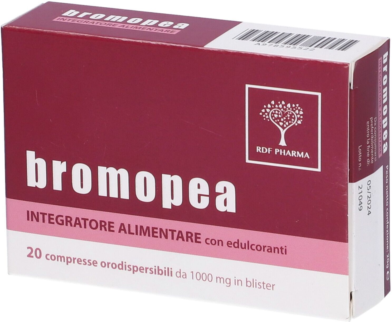 RDF PHARMA Srl Bromopea RDF Pharma, Integratore Alimentare, 20 Compresse Orosolubili, PEA, Bromelina, Drenaggio Liquidi