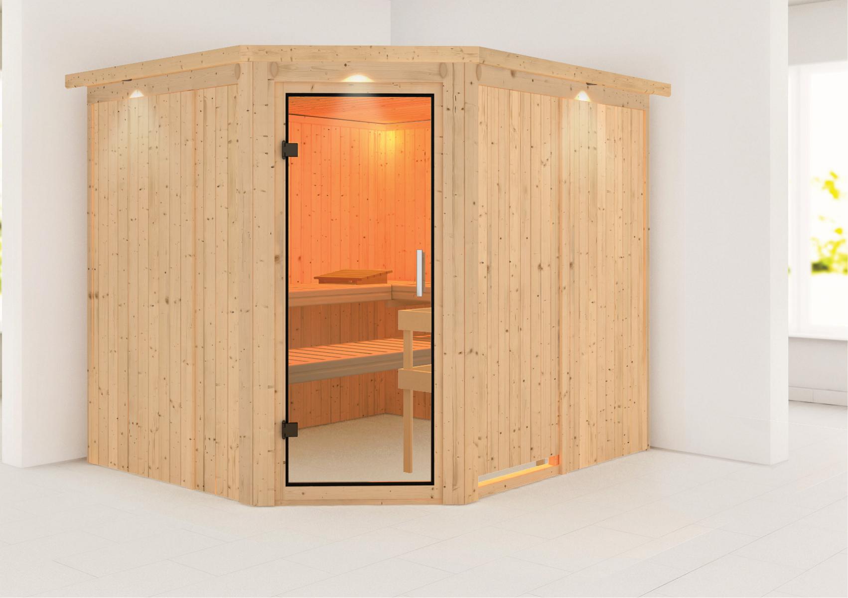 KARIBUHOLZT Sauna Malin Eck, o. Zub. klarglas GGT u. DK 16879850