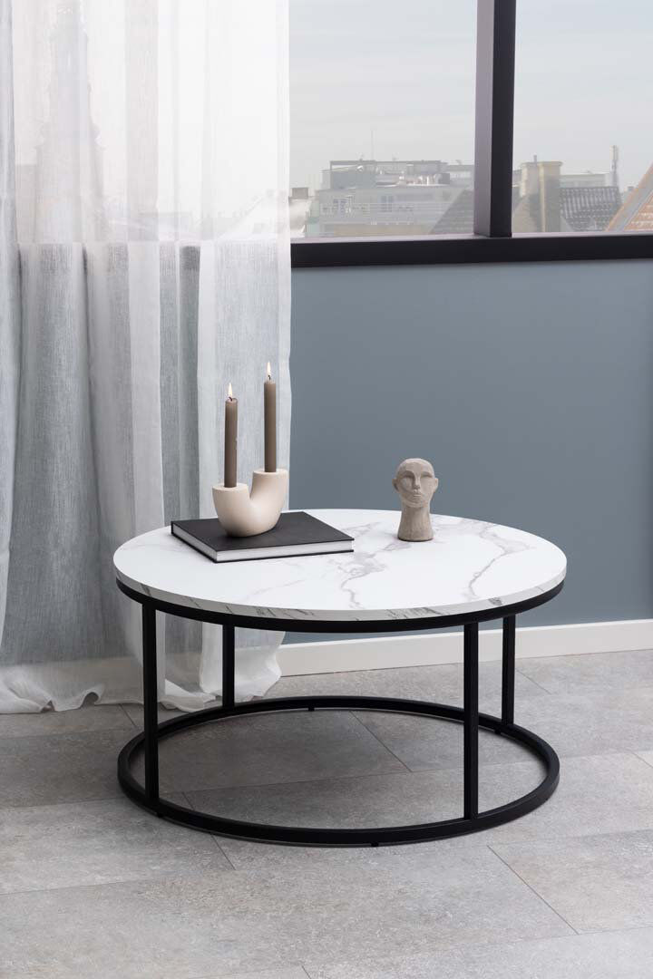 Borough Wharf Luitgard Frame Coffee Table with Storage White marble