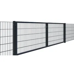 Doppelstabmatten Tor 6/5/6 - feuerverzinkt - 400 x 100 cm - zweiflügelig - Gartentor 4m Breit - Hoftor für Doppelstabmattenzäune