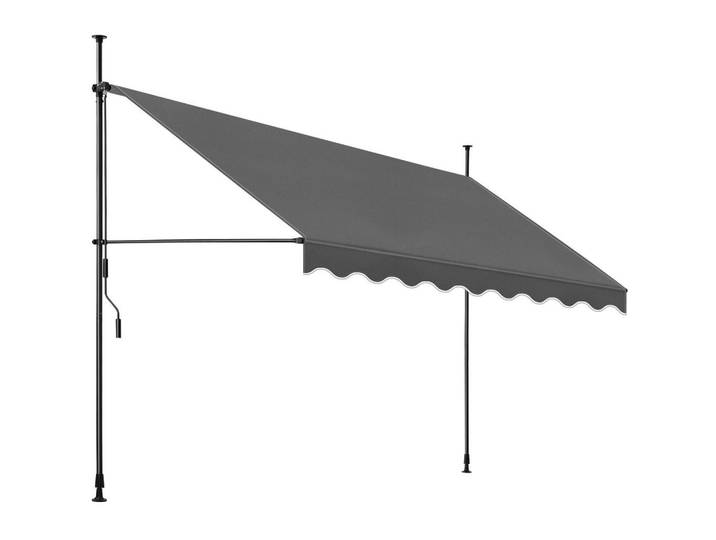 tectake Klemmmarkise MIT Handkurbel, wasserabweisend, schwarz/grau, Schwarz, Grau, Rechteckig, 350x304x180 cm, Sonnenschutz