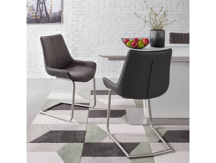 Freischwinger Saval 2er-Set 54 x 89 x 60cm Grau/Silber/Vintage Grau