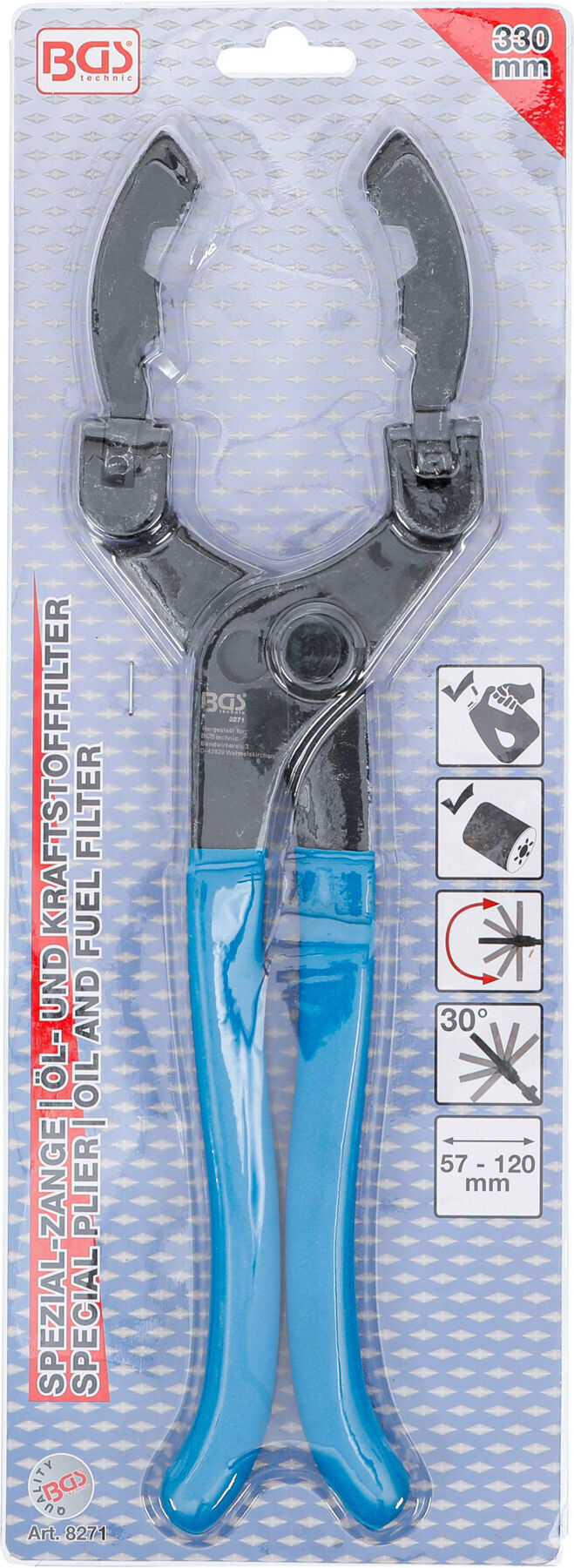 BGS Spezial-Zange für Öl- und Kraftstofffilter mit abwinkelbaren Backen 8271 ; BGS technic)