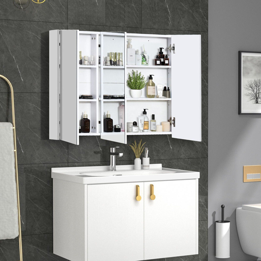 17 Stories Mirrored Bathroom Cabinets Natural 65mm H